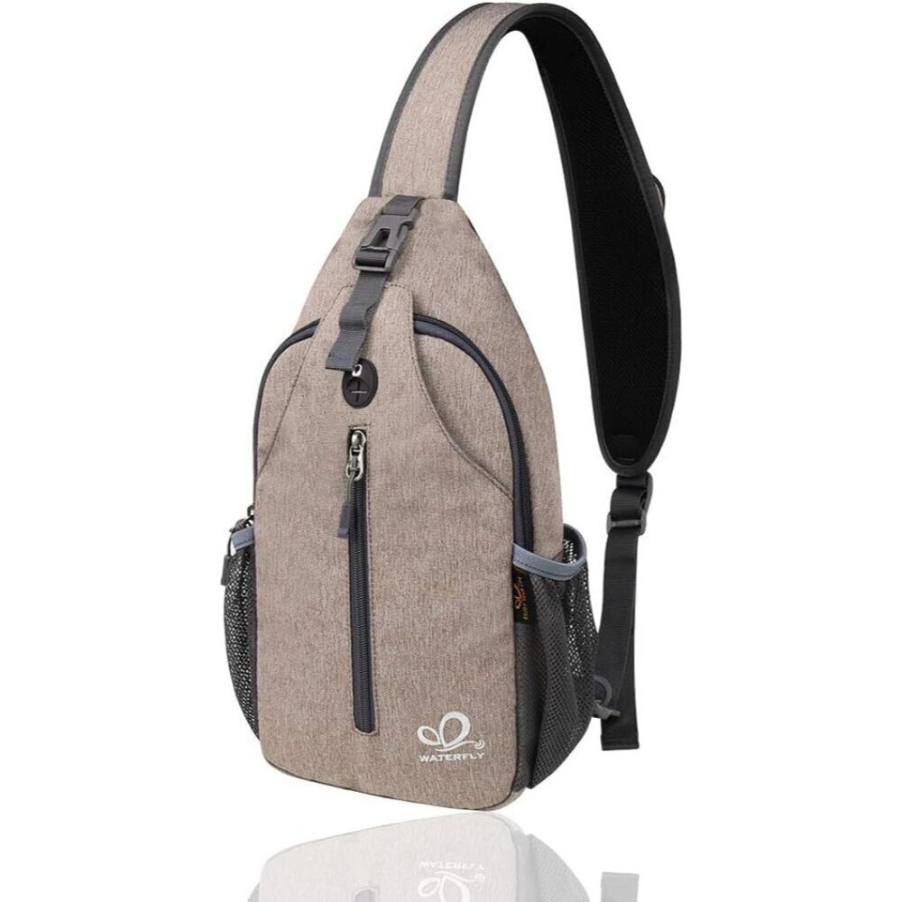 Waterfly Men Women Khaki Crossbody Adjustable Strap Hiking Sling Backpack